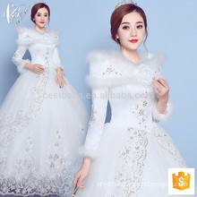 2017 New Design Elegant long sleeveslim fit ball gown Princess Wedding Dress